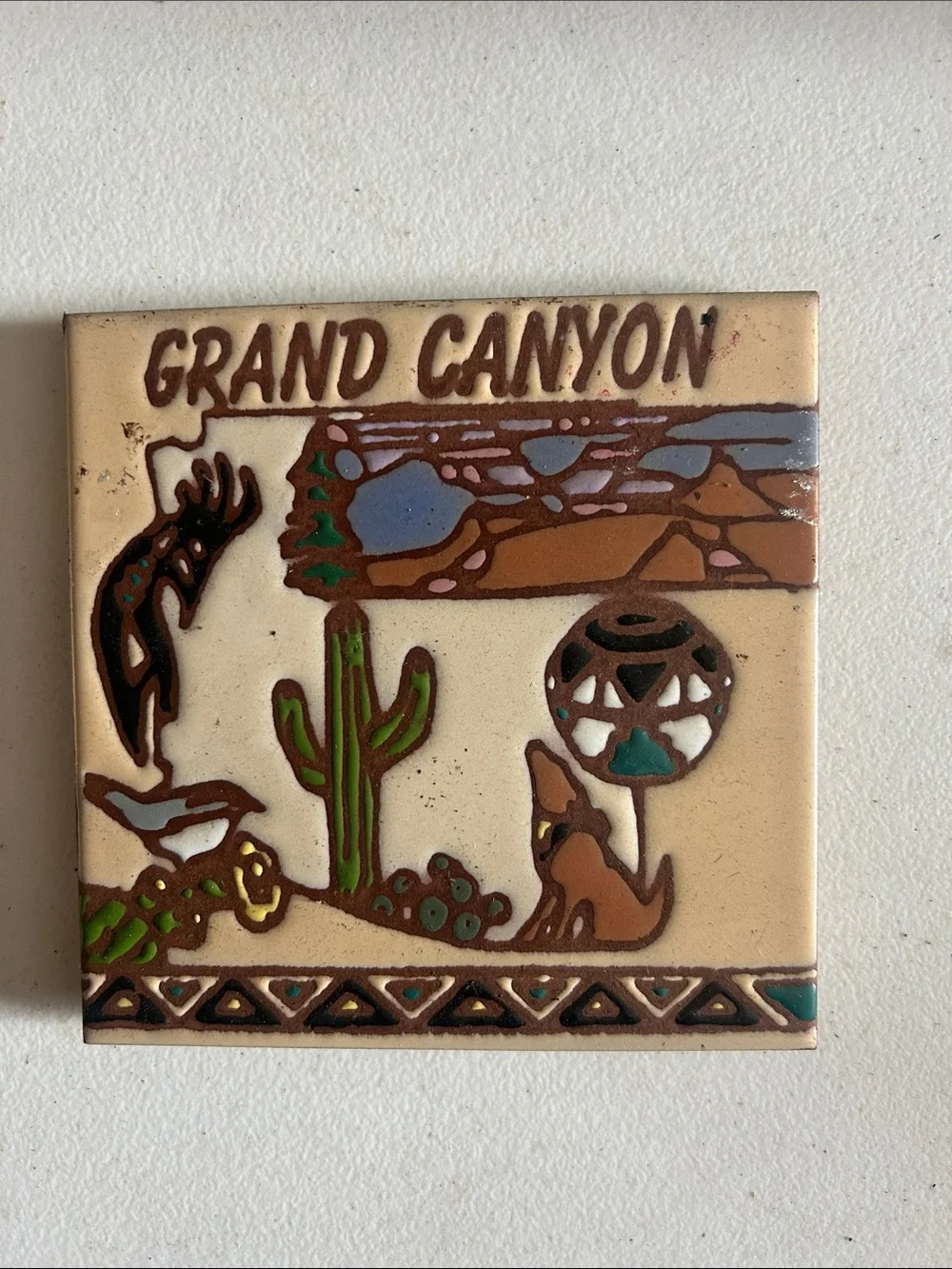 1999 Grand Canyon Ceramic Wall Tile Trivet Made in USA